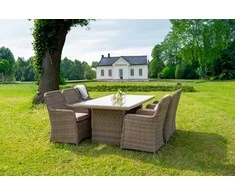 Lauko baldų komplektas Venture Design Valgomasis komplektas, Wembley, Stalas: 75x200x100 cm Kėdė: 95x62x67 cm, Natūrali