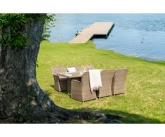 Lauko baldų komplektas Venture Design Valgomasis komplektas, Wembley, Stalas: 75x200x100 cm Kėdė: 95x62x67 cm, Natūrali