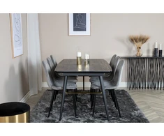 Venture Design Valgomasis stalas, auksinė ištempimo galimybė, 180x85 cm, juodas, Valgomasis kėdė, Polar, 88x42.5 cm, šviesiai pilka