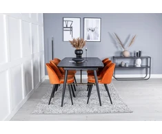 Venture Design Valgomasis stalas, auksinė plėtra, 180x85 cm, juodas