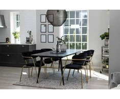 Venture Design Valgomasis stalas, aukso pratęsimas, 180x85 cm, juodas