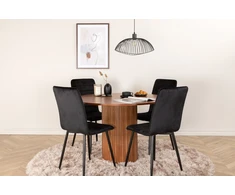Venture Design Valgomasis stalas, Bianca apvalus, ⌀110 cm, Riešutas/Juoda, Valgomasis kėdė, Windu Lyx, 49x94x43 cm, Juoda