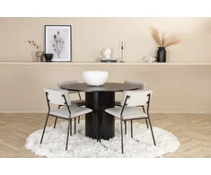 Venture Design Valgomasis stalas, Bianca, ⌀110 cm, Juodas, Kėdė, Kenth, 52x76x40 cm, Šviesiai pilka