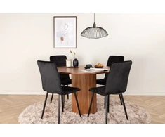 Venture Design Valgomasis stalas, Bianca apvalus, ⌀110 cm, Riešutas/Juoda, Valgomasis kėdė, Windu Lyx, 49x94x43 cm, Juoda