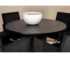 Venture Design Valgomasis stalas, Bianca, ⌀110 cm, Juodas / Valgomasis kėdė, Petra, 60x87x57 cm, Juoda