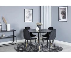 Venture Design Valgomasis stalas, Dipp, 115 cm, Juodas / Valgomasis kėdė, Polar Diamond, 52x86x44 cm, Juoda