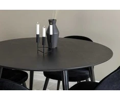 Venture Design Valgomasis stalas, Dipp, 115 cm, Juodas / Valgomasis kėdė, Velvetas, 57x76.5x50 cm, Juoda