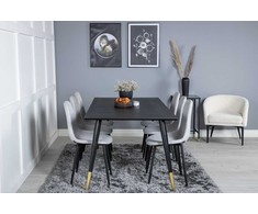 Venture Design Valgomasis stalas, Dipp, 180x90 cm, Juodas / Valgomasis kėdė, Polar Diamond, 86x44 cm, Pilka