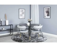 Venture Design Valgomasis stalas, Dipp, ⌀115 cm, Juodas / Kėdė, Arrow, 61x79x58 cm, Pilka