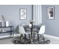 Venture Design Valgomasis stalas, Dipp, ⌀115 cm, Juodas / Valgomasis kėdė, Polar, 52x86x44 cm, Pilka