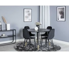 Venture Design Valgomasis stalas, Dipp, 115 cm, Juodas / Valgomasis kėdė, Polar Diamond, 52x86x44 cm, Juoda
