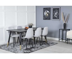 Venture Design Valgomasis stalas, Dipp, 180x90 cm, Juodas / Valgomasis kėdė, Polar Diamond, 86x44 cm, Pilka