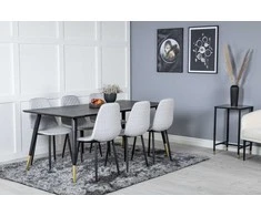Venture Design Valgomasis stalas, Dipp, 180x90 cm, Juodas / Valgomasis kėdė, Polar Diamond, 86x44 cm, Pilka
