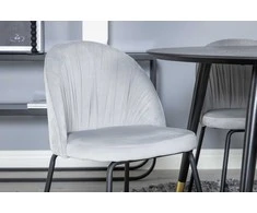 Venture Design Valgomasis stalas, Dipp, ⌀115 cm, Juodas / Valgomasis kėdė, Raukšlės, 50x79.5x49 cm, Pilka