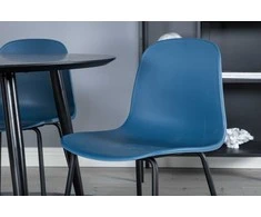 Venture Design Valgomasis stalas, Dipp, 115 cm, Juodas / Valgomasis kėdė, Arctic, 47.5x82x49 cm, Mėlyna