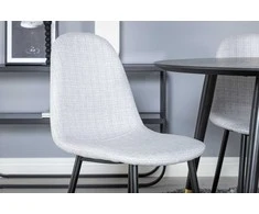 Venture Design Valgomasis stalas, Dipp, 115 cm, Juodas / Valgomasis kėdė, Polar, 53x87x44 cm, Šviesiai pilka