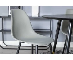 Venture Design Valgomasis stalas, Dipp, ⌀115 cm, Juodas / Valgomasis kėdė, Polar, 58x81x45.5 cm, Pilka