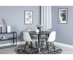Venture Design Valgomasis stalas, Dipp, ⌀115 cm, Juodas / Valgomasis kėdė, Polar, 52x86x44 cm, Pilka