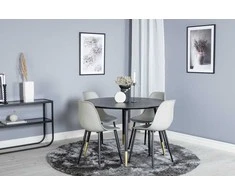 Venture Design Valgomasis stalas, Dipp, ⌀115 cm, Juodas / Valgomasis kėdė, Polar, 58x81x45.5 cm, Pilka
