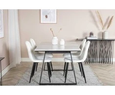 Venture Design Valgomasis stalas, Estelle, 140x90 cm, Balta / Valgomasis kėdė, Polar, 53x87 cm, Juoda