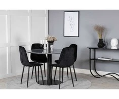 Venture Design Valgomasis stalas, Estelle, ø106x75 cm, Juodas / Valgomasis kėdė, Polar, 52x86x44 cm, Juoda