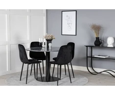 Venture Design Valgomasis stalas, Estelle, ø106x75 cm, Juodas / Valgomasis kėdė, Polar, 52x86x44 cm, Juoda