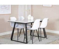 Venture Design Valgomasis stalas, Estelle, 140x90 cm, Balta / Valgomasis kėdė, Polar, 58x81 cm, Juoda