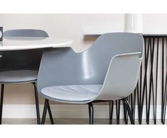 Venture Design Valgomasis stalas, Estelle, ø106x75 cm, Balta, Valgomasis kėdė, Comfort, 52x79.5x60.5 cm, Pilka