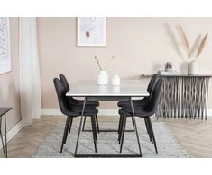 Venture Design Valgomasis stalas, Estelle, 140x90 cm, Balta / Valgomasis kėdė, Polar, 53x87x44 cm, Juoda