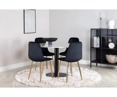 Venture Design Valgomasis stalas, Estelle, 106 cm, Balta, Kėdė, Polar, 52x86x44 cm, Juoda