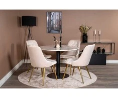 Venture Design Valgomasis stalas, Estelle, ø106xA75 cm, Juoda/Balta Marmuras, Valgomasis kėdė, Velvet Deluxe, 66x88.5x50 cm, Beždžionės.