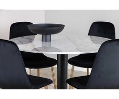 Venture Design Valgomasis stalas, Estelle, 106 cm, Balta, Kėdė, Polar, 52x86x44 cm, Juoda