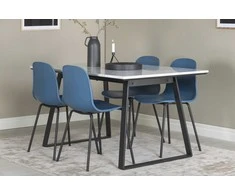 Venture Design Valgomasis stalas, Estelle, 140x90 cm, Balta / Valgomasis kėdė, Arctic, 82x49 cm, Mėlyna