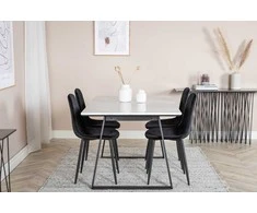 Venture Design Valgomasis stalas, Estelle, 140x90 cm, Balta / Valgomasis kėdė, Polar, 52x86 cm, Juoda