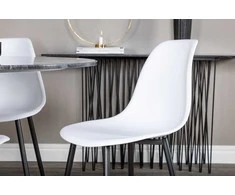 Venture Design Valgomasis stalas, Estelle, ø106x75 cm, Juodas / Valgomasis kėdė, Polar, 58x81x45.5 cm, Balta