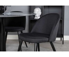 Venture Design Valgomasis stalas, Estelle, ø106x75 cm, Juodas / Velvet valgomasis kėdė, 57x76.5x50 cm, Juoda