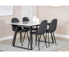 Venture Design Valgomasis stalas, Estelle, 140x90 cm, Balta / Valgomasis kėdė, Polar, 53x87x44 cm, Juoda