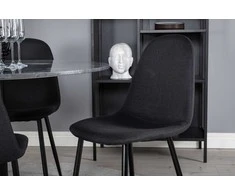 Venture Design Valgomasis stalas, Estelle apvalus, ø106 A75 cm, Juodas / Valgomasis kėdė, Polar, 53x87x44 cm, Juoda