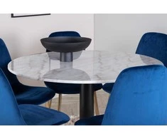 Venture Design Valgomasis stalas, Estelle, 106 cm, Balta, Kėdė, Polar, 52x86x44 cm, Mėlyna