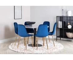 Venture Design Valgomasis stalas, Estelle, 106 cm, Balta, Kėdė, Polar, 52x86x44 cm, Mėlyna