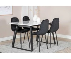 Venture Design Valgomasis stalas, Estelle, 140x90 cm, Balta / Valgomasis kėdė, Polar, 52x86 cm, Juoda