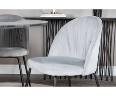 Venture Design Valgomasis stalas, Estelle, ø106 A75 cm, Juodas / Valgomasis kėdė, Raukšlės, 50x79.5x49 cm, Pilka