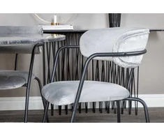 Venture Design Valgomasis stalas, Estelle, ø106x75 cm, Juodas / Valgomasis kėdė, Arrow, 61x79x58 cm, Pilka