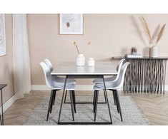 Venture Design Valgomasis stalas, Estelle, 140x90 cm, Balta / Valgomasis kėdė, Polar, 58x81 cm, Juoda