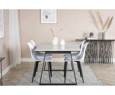 Venture Design Valgomasis stalas, Estelle, 140x90 cm, Balta / Valgomasis kėdė, Polar, 58x81 cm, Juoda