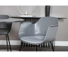 Venture Design Valgomasis stalas, Estelle apvalus, ø106 A75 cm, Juodas / Bronza+Valgomasis kėdė, Comfort, 52x79.5x60.5 cm, Pilka