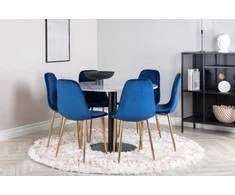 Venture Design Valgomasis stalas, Estelle, 106 cm, Balta, Kėdė, Polar, 52x86x44 cm, Mėlyna