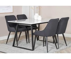 Venture Design Valgomasis stalas, Estelle, 140x90 cm, Balta / Valgomasis kėdė, Plaza, 58x86 cm, Juoda