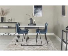 Venture Design Valgomasis stalas, Estelle, 140x90 cm, Balta / Valgomasis kėdė, Arctic, 82x49 cm, Mėlyna