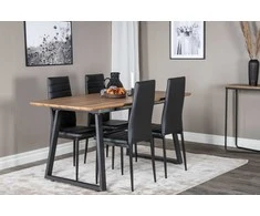 Venture Design Valgomasis stalas, Inca, 160x85 cm, ąžuolas / juoda + Aukštos nugaros valgomasis kėdė, 98x42 cm, juoda